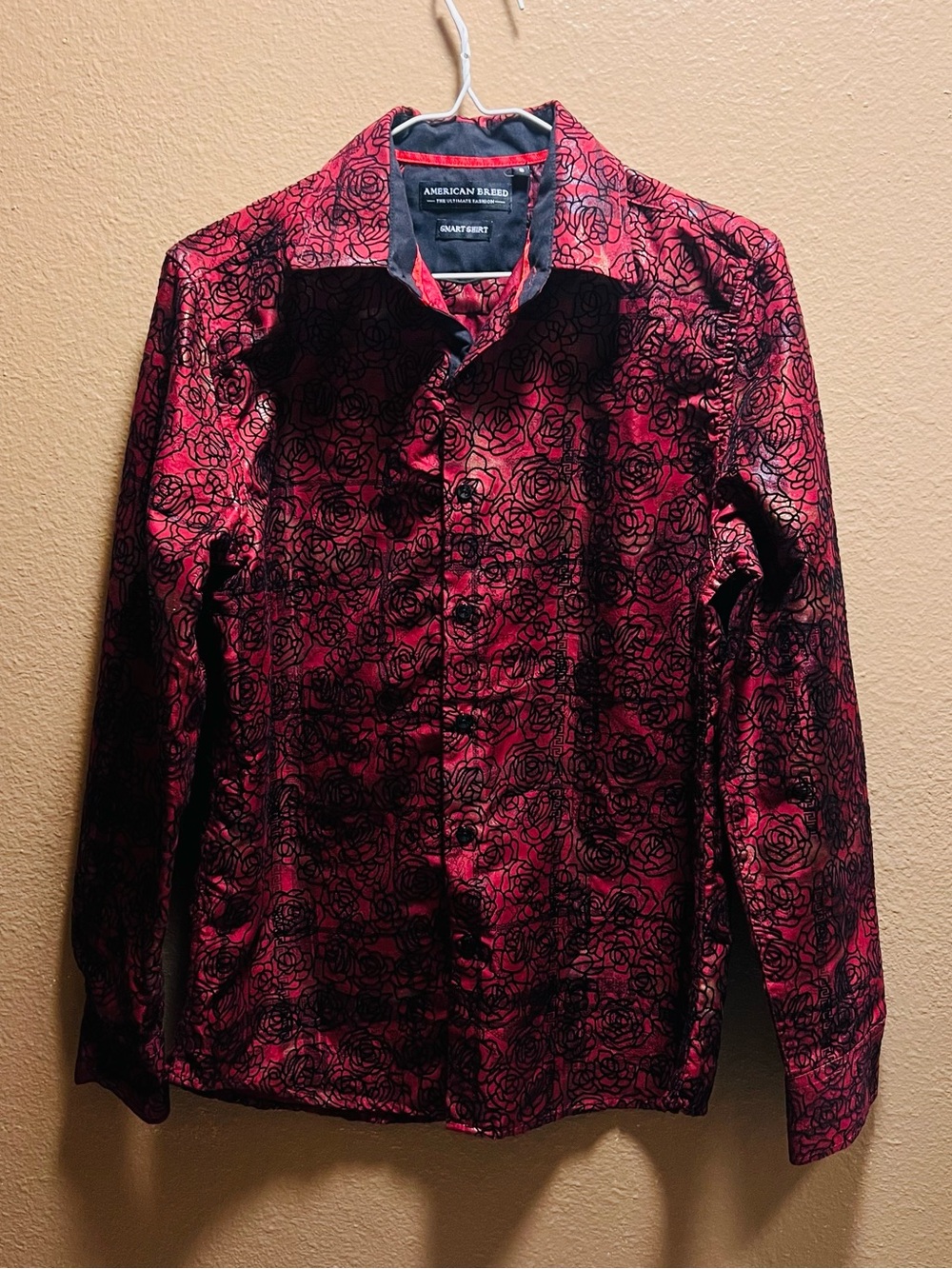 American Rag Men’s Red Rose-Print Lightweight Shirt Jacket